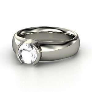  Adira Ring, Round Rock Crystal Platinum Ring Jewelry