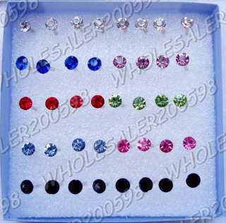 800Pairs(40Boxes) Fancy Color Rhinestone Earring Studs  