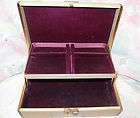   Leather covered Jewelry Box Trinket Case soft velvet lining Gold trim