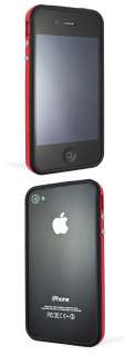 Apple iPhone 4 4S 4G Black Red Clear Bumper Case Cover Metal Buttons 
