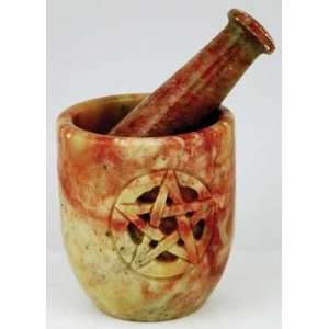 Soapstone Pentagram Mortar and Pestle Set Wicca Wiccan Pagan Religious 