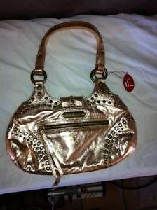   Gorgeous Isabella Fiore Metallic Copper Stud Bag Purse Hobo RTL$385
