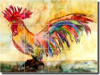 Neufeld Abstract Rooster Ceramic Tile Mural Backsplash  