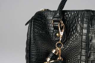 HOT crocodile grain Luxury womens Tote Hand Bag (black) F022200010 