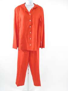 NWT  Red Linen Shirt Pants Outfit Sz 4  