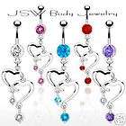 B#114  5pc Twin Heart Belly/Navel rings wholesale