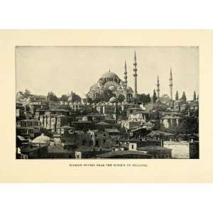  1901 Print Turkish Houses Mosque Suleiman Cityscape 
