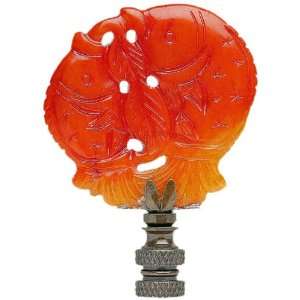   FN35 N68, Decorative Finial, Orange Jade Carp Round