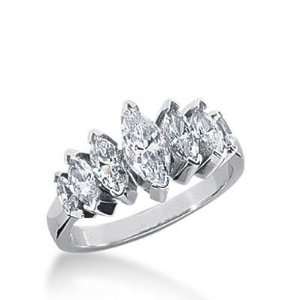 14K Gold Diamond Anniversary Wedding Ring 7 Marquise Shaped Diamonds 1 