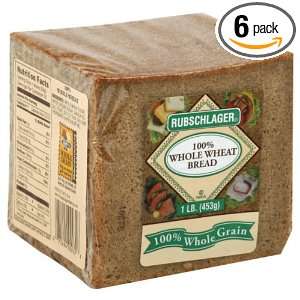 Rubschlager Bread, Sqaure, 100% Whole Wheat, 16 Ounce (Pack of 6 