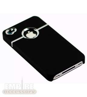 Deluxe Chrome Trim Logo Rubberized Hard Case for Apple iPhone 4 At&t 