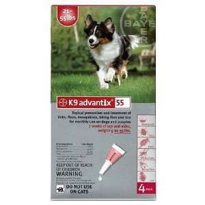  4 MONTH K9 ADVANTIX Red (for dogs 21 55lbs)