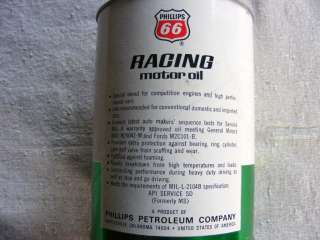 VINTAGE PHILLIPS 66 RACING MOTOR OIL NOS NEW QUART CAN PETROLEUM 