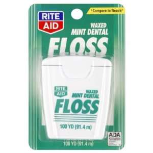  Rite Aid Floss, Dental, Waxed, Mint, 1 ct Health 