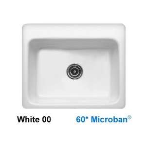   Self Rimming Kitchen Sink Finish White, Faucet Drillings Three Holes