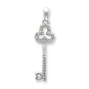    Sterling Silver Diamond Skeleton Key Pendant   JewelryWeb Jewelry