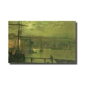  A View Of Whitby Harbour By Moonlight Giclee Print