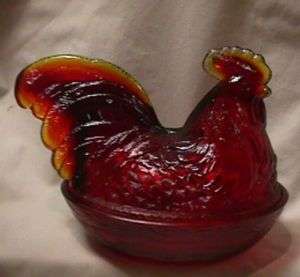 FENTON GLASS RUBY RED ROOSTER BOX #4680 RU  