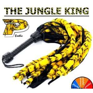 THE JUNGLE KING Harness Leather Suede Fur Flogger   Whip   BDSM Toys 