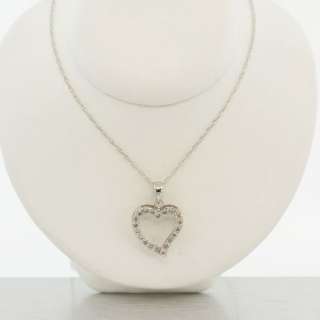 14k White Gold Heart Pendant with Chain  