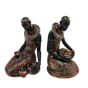  Beautiful African Tribal Woman Bookends Gold Accents