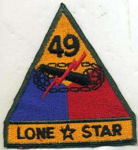 Vintage US 49th Armored Lone Star Color Patch Cut Edge  