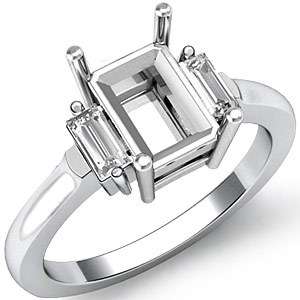 4CT Baguette Diamond 3 Stone Engagement Ring Setting  