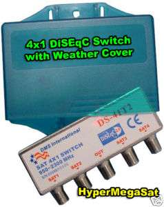 Weatherproof 4x1 DiSEqC Satellite Multi Switch & Cover  