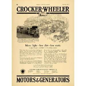  1925 Ad Crocker Wheeler Motors Generators Printing Ind 