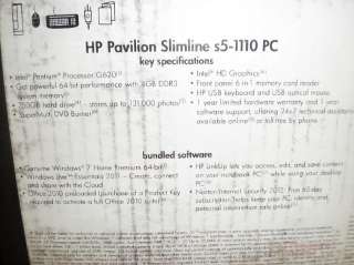 HP Pavilion Slimline s5 1110 Desktop Computer   Black R$519  
