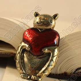   Retro Vintage Lovely Lucky Cat Hearts Cute Brooch Pin 5155  