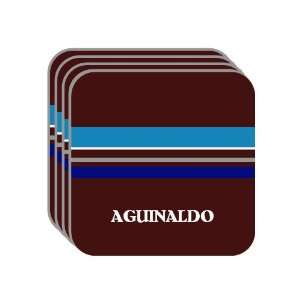 Personal Name Gift   AGUINALDO Set of 4 Mini Mousepad Coasters (blue 