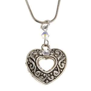  Open Heart With Crystal Accents Pendant Necklace  Made In 