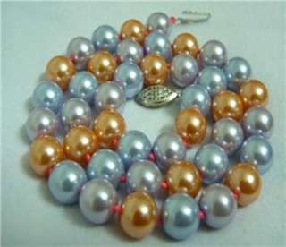 Brisk Multicolor 10mm Sea Shell Pearl Necklace 18 AAA 57 2  