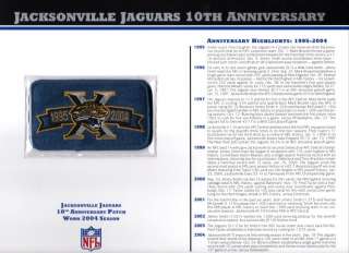 Jacksonville Jaguars 10th Anniversary Patch Willabee  