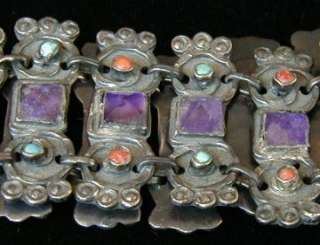 Signed MATL~MATILDE POULAT/SALAS BRACELET~Wide~Amethyst/Coral 