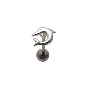 DolphinThreaded Sterling Silver Charm for the Tongue with Barbell/6mm 