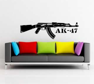 AK47 MACHINE GUN WALL STICKER GLITTER VINYL #2AL  