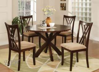 5PC RUBY CONTEMPORARY ESPRESSO WOOD DINING TABLE SET  