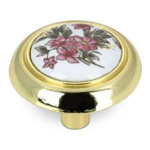 Country style expression   1 1/4 diameter knob with floral painted ce