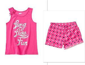 NEW NWT GIRLS SIZE 7 8 CRAZY 8 PINK SHORTS TANK TOP SHIRT SET OUTFIT 