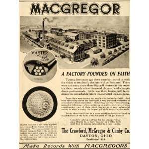   Ad MacGregor Master Golf Club Factory Dayton Ohio   Original Print Ad