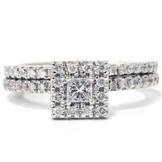 65CT Princess Cut Diamond Engagement Matching Wedding Ring Set 14K 