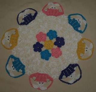 Hand Made Easter Peeking Bunny  Bunnies Crochet Doily  