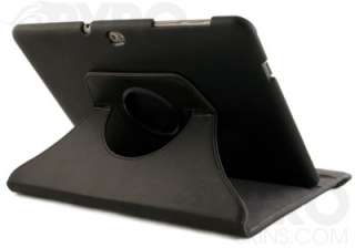 Galaxy Tab 10.1 Case 360 Rotating Stand Black Leather   WiFi Only