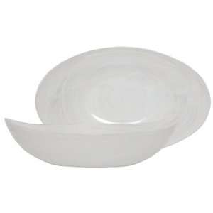  Art Glass White Large Boat Bowl 13 1/2x8x3 1/2