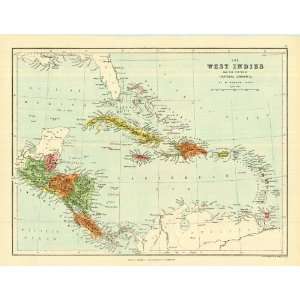  Bartholomew 1858 Antique Map of the West Indies