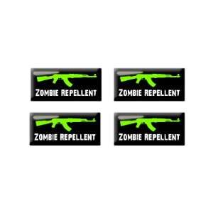 AK 47 Zombie Repellent   3D Domed Set of 4 Stickers