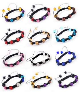 NEW 9MM Disco Crystal Ball Beads Handicraft Braid 12Colors Charms 