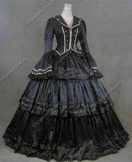 Civil War Victorian Brocade and Cotton Ball Gown Dress Prom 188 L 